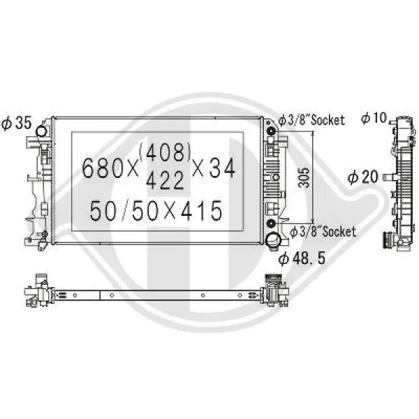 Handler.Part Radiator, engine cooling DIEDERICHS DCM2417 1