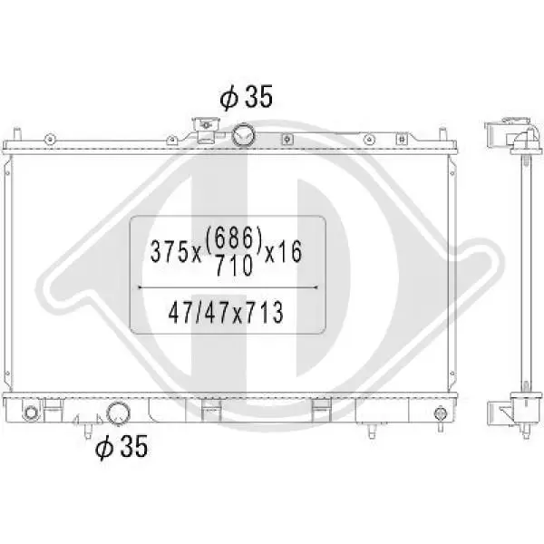 Handler.Part Radiator, engine cooling DIEDERICHS DCM2524 1