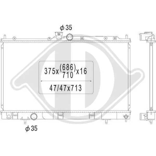 Handler.Part Radiator, engine cooling DIEDERICHS DCM2525 1