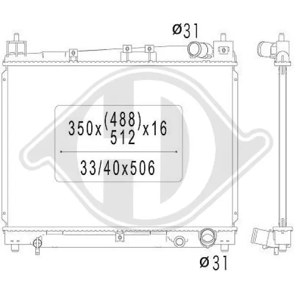 Handler.Part Radiator, engine cooling DIEDERICHS DCM3213 1