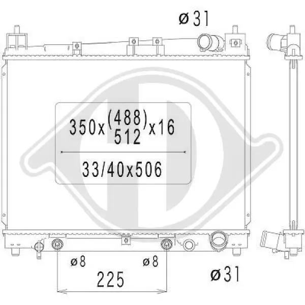 Handler.Part Radiator, engine cooling DIEDERICHS DCM3214 1