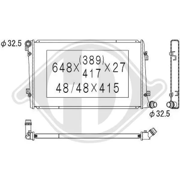 Handler.Part Radiator, engine cooling DIEDERICHS DCM3454 1