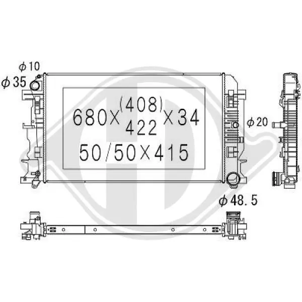 Handler.Part Radiator, engine cooling DIEDERICHS DCM3456 1