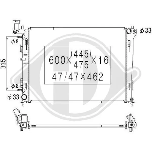 Handler.Part Radiator, engine cooling DIEDERICHS DCM3697 1