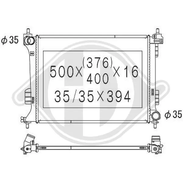 Handler.Part Radiator, engine cooling DIEDERICHS DCM3725 1