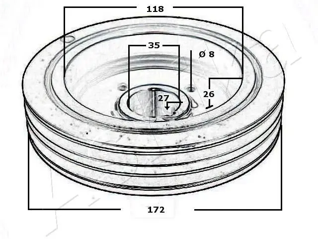 Handler.Part Belt pulley, crankshaft ASHIKA 12205500 4