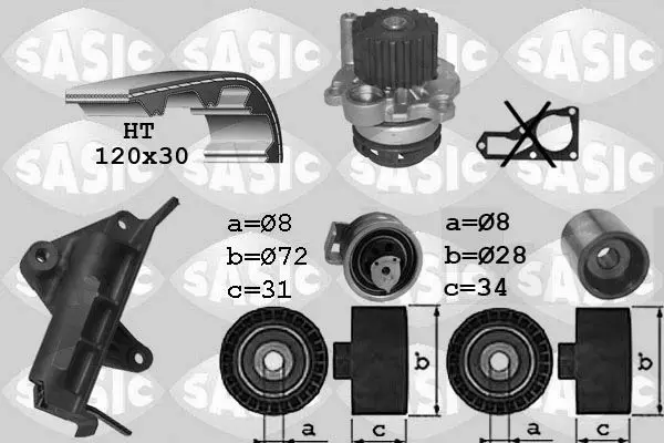 Handler.Part Water pump & timing belt set SASIC 3906019 1