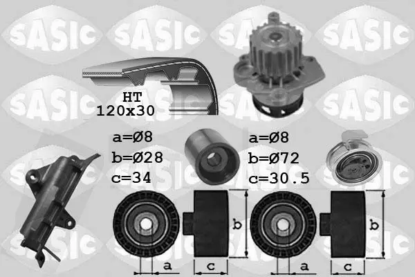 Handler.Part Water pump & timing belt set SASIC 3906024 1