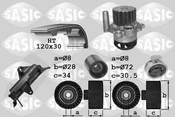 Handler.Part Water pump & timing belt set SASIC 3906025 1