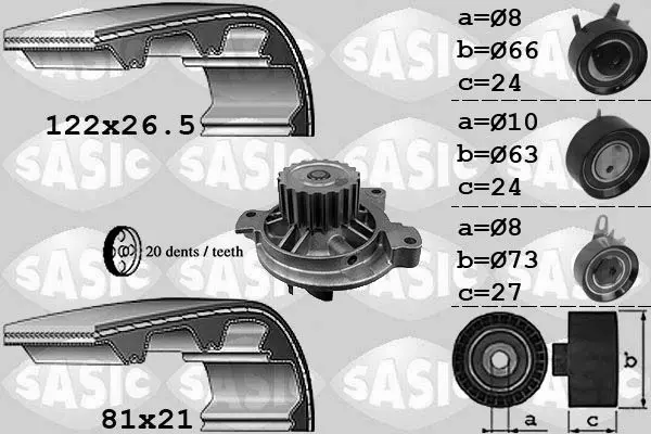 Handler.Part Water pump & timing belt set SASIC 3906052 1