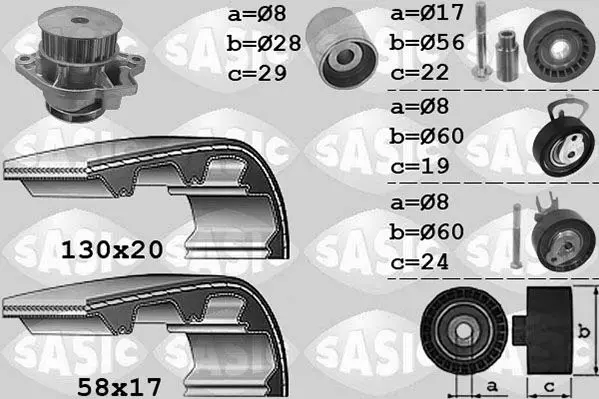 Handler.Part Water pump & timing belt set SASIC 3906060 1