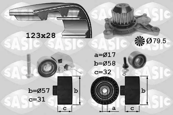 Handler.Part Water pump & timing belt set SASIC 3906075 1