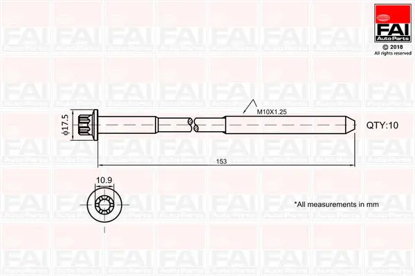 Handler.Part Bolt kit, cylinder head FAI AUTOPARTS B701 1