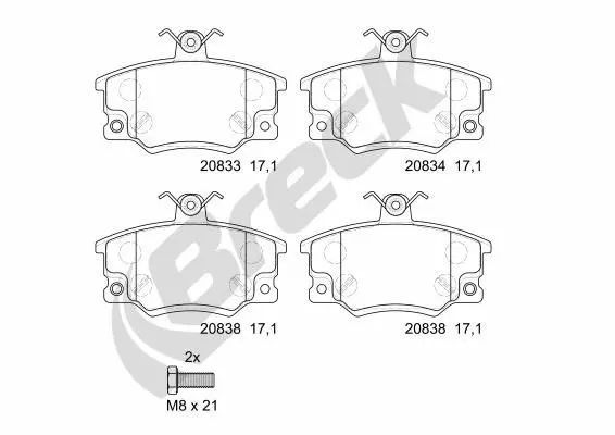 Handler.Part Brake pad set, disc brake BRECK 208330070110 1