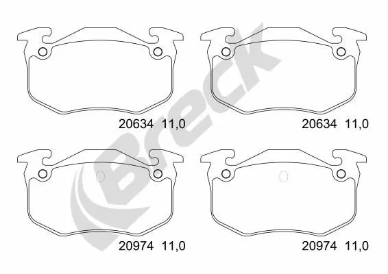 Handler.Part Brake pad set, disc brake BRECK 209730070400 1