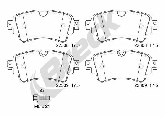 Handler.Part Brake pad set, disc brake BRECK 223080070200 1