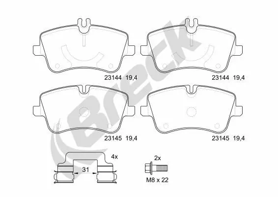 Handler.Part Brake pad set, disc brake BRECK 231440070120 1