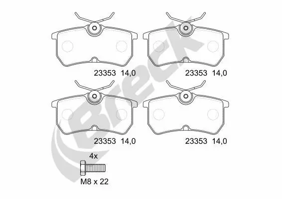 Handler.Part Brake pad set, disc brake BRECK 233530070400 1