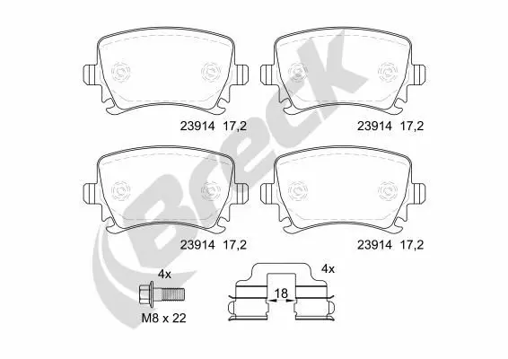 Handler.Part Brake pad set, disc brake BRECK 239140070400 1