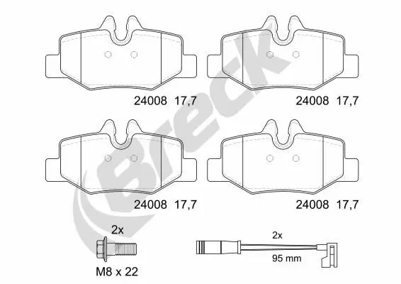 Handler.Part Brake pad set, disc brake BRECK 240080070300 1