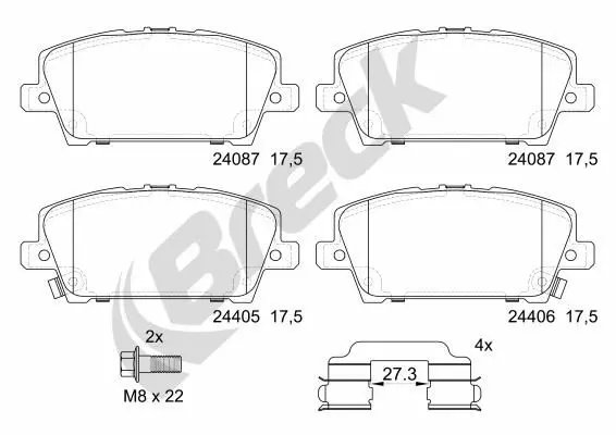 Handler.Part Brake pad set, disc brake BRECK 240870070110 1