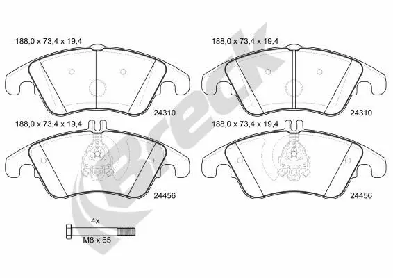 Handler.Part Brake pad set, disc brake BRECK 243100055100 1