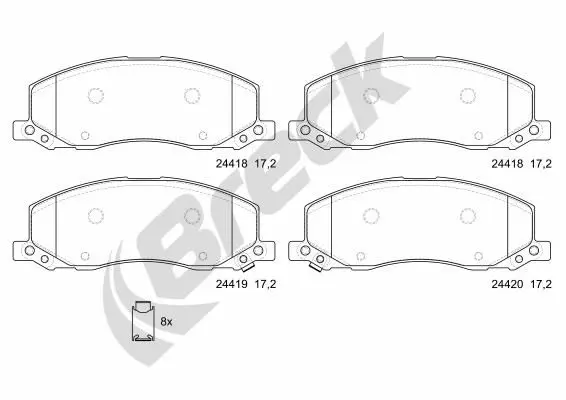 Handler.Part Brake pad set, disc brake BRECK 244180070110 1