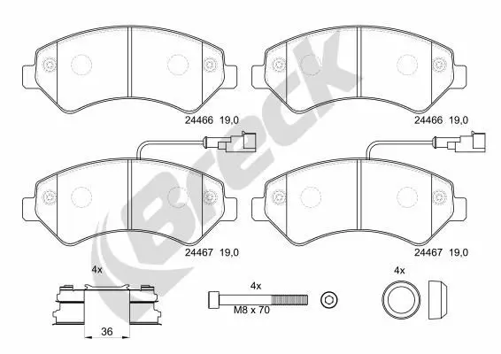 Handler.Part Brake pad set, disc brake BRECK 244670070320 1