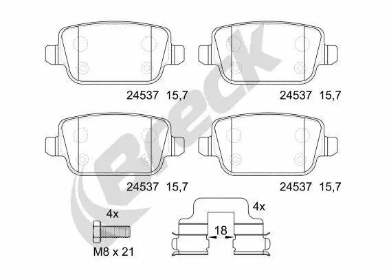 Handler.Part Brake pad set, disc brake BRECK 245370070200 1