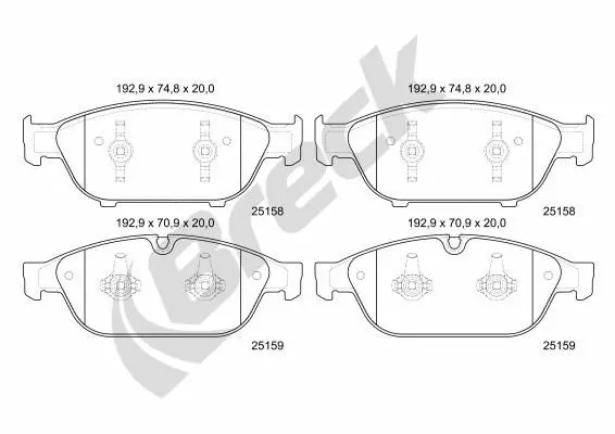 Handler.Part Brake pad set, disc brake BRECK 251580055100 1