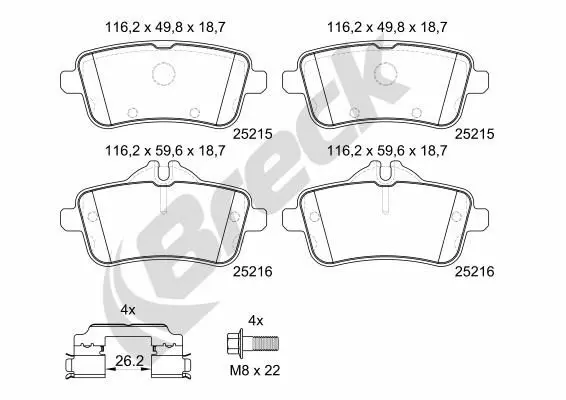 Handler.Part Brake pad set, disc brake BRECK 252150055400 1