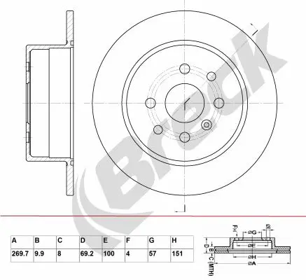 Handler.Part Brake disc BRECK BR019SA100 1