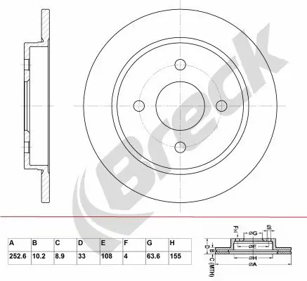 Handler.Part Brake disc BRECK BR020SA100 1