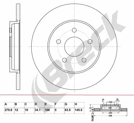 Handler.Part Brake disc BRECK BR025SA100 1