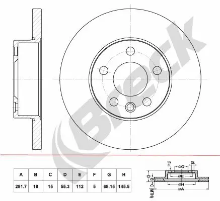 Handler.Part Brake disc BRECK BR055SA100 1