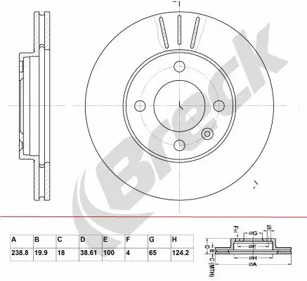 Handler.Part Brake disc BRECK BR321VA100 1