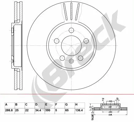 Handler.Part Brake disc BRECK BR353VA100 1