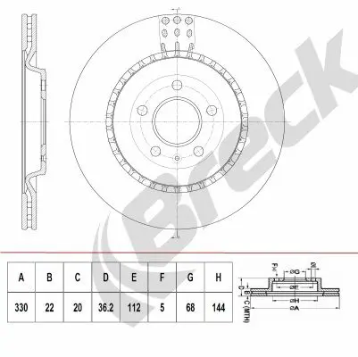 Handler.Part Brake disc BRECK BR413VH100 1