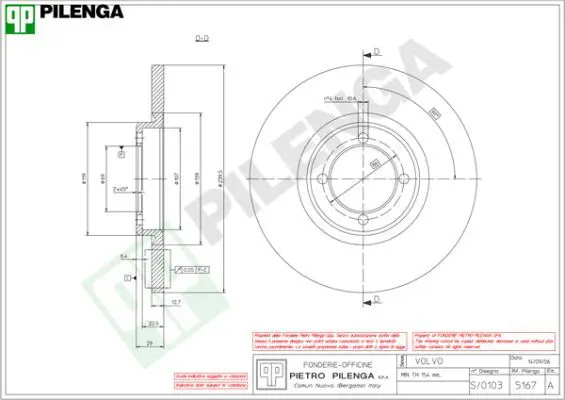 Handler.Part Brake disc PILENGA 5167 1