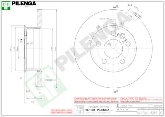 Handler.Part Brake disc PILENGA 5257 1