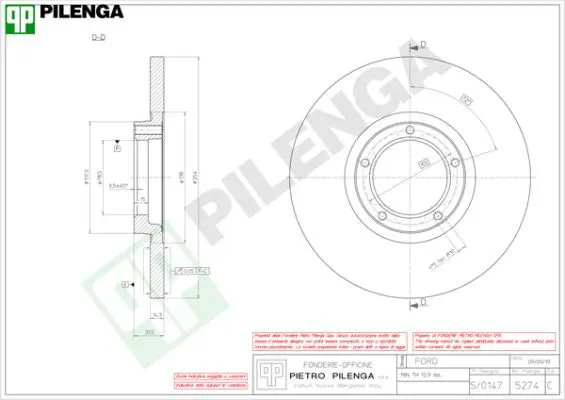 Handler.Part Brake disc PILENGA 5274 1