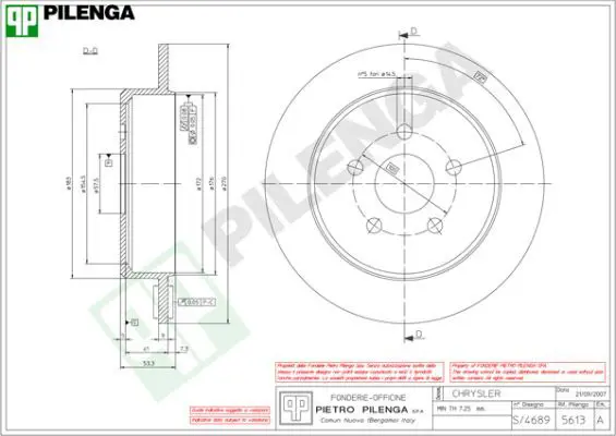 Handler.Part Brake disc PILENGA 5613 1