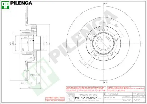 Handler.Part Brake disc PILENGA 5733 1