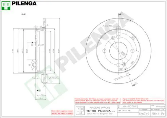 Handler.Part Brake disc PILENGA 5841 1