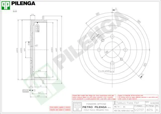 Handler.Part Brake drum PILENGA 6014 1