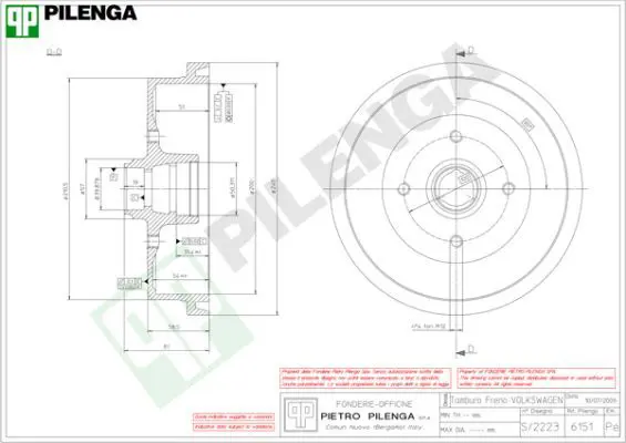 Handler.Part Brake drum PILENGA 6151 1