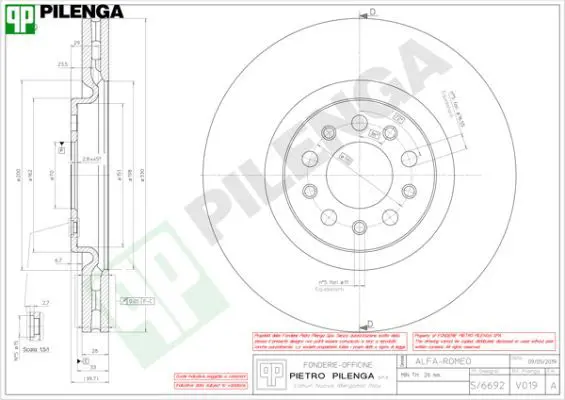 Handler.Part Brake disc PILENGA V019 1