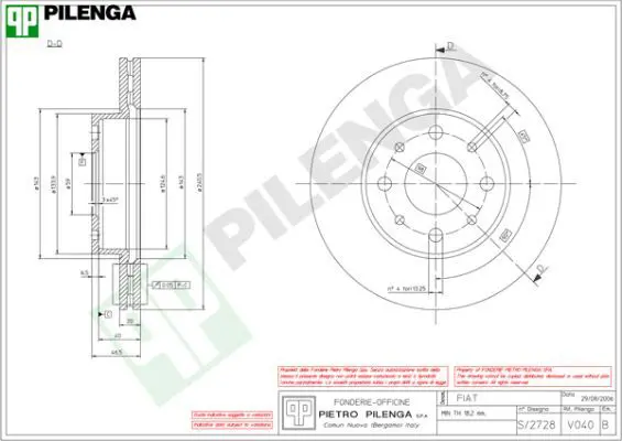 Handler.Part Brake disc PILENGA V040 1