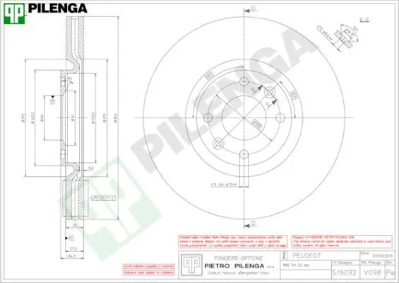 Handler.Part Brake disc PILENGA V098 1