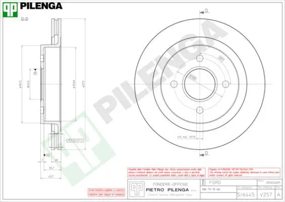 Handler.Part Brake disc PILENGA V257 1